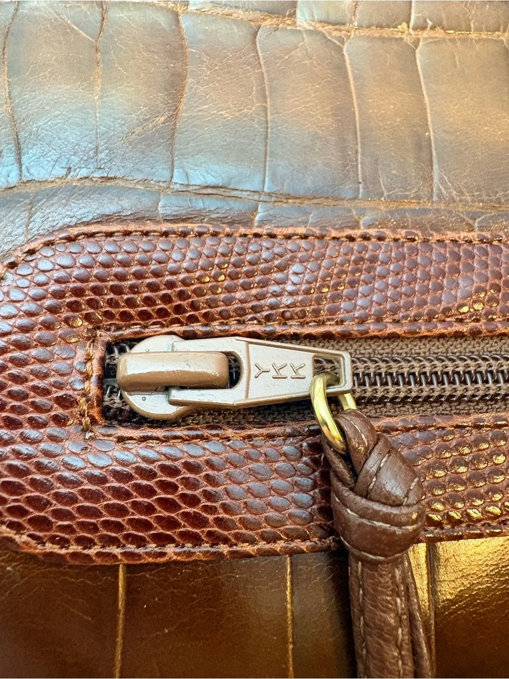 Vintage 80s Sharif Patchwork Leather Shoulder Bag Croc Snake Spiral